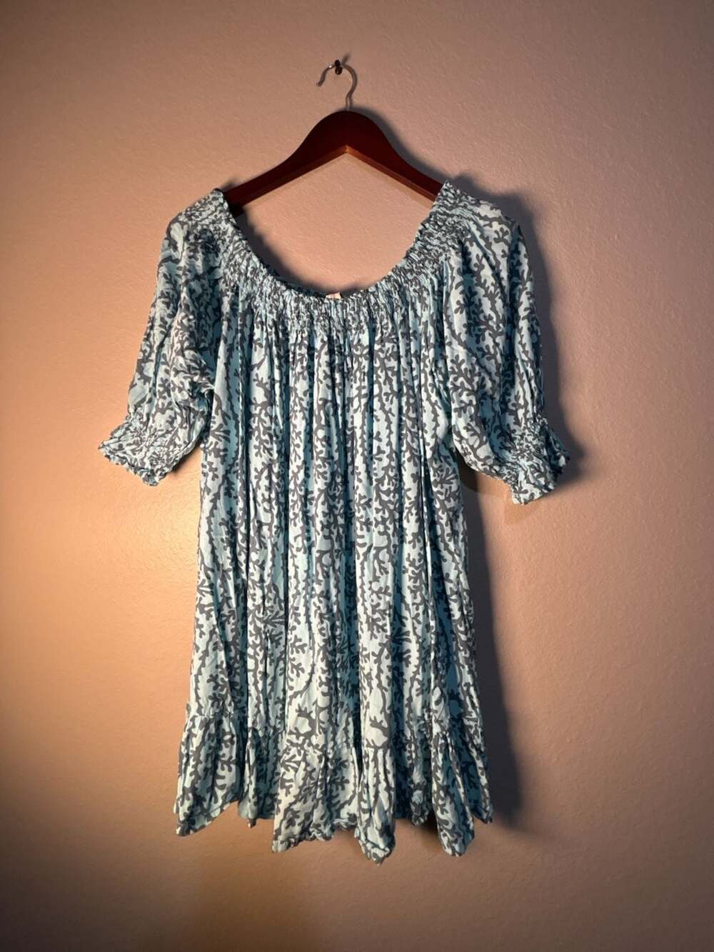 Lani Hawaii Off-Shoulder Coral Print Rayon Mini Dress